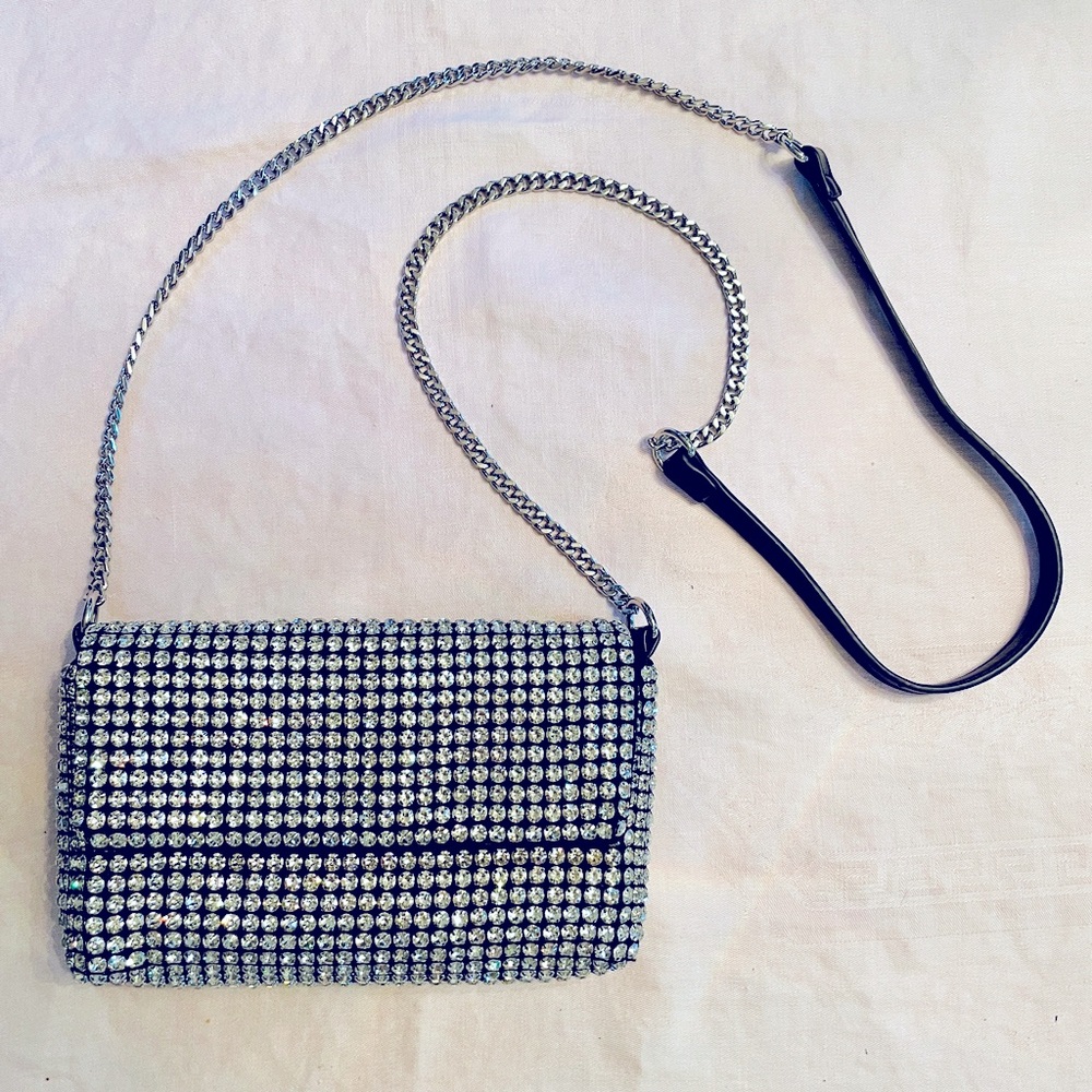 NWT💎Madison West•Los Angeles💎Authentic OG Crystal Purse👛 Silver & Black